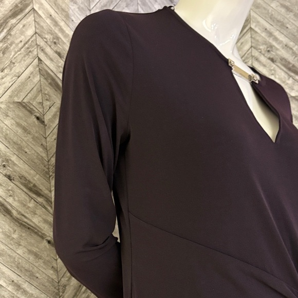 Michael Kors dark purple Long Sleeve Knot Dress, size large - Picture 8 of 12